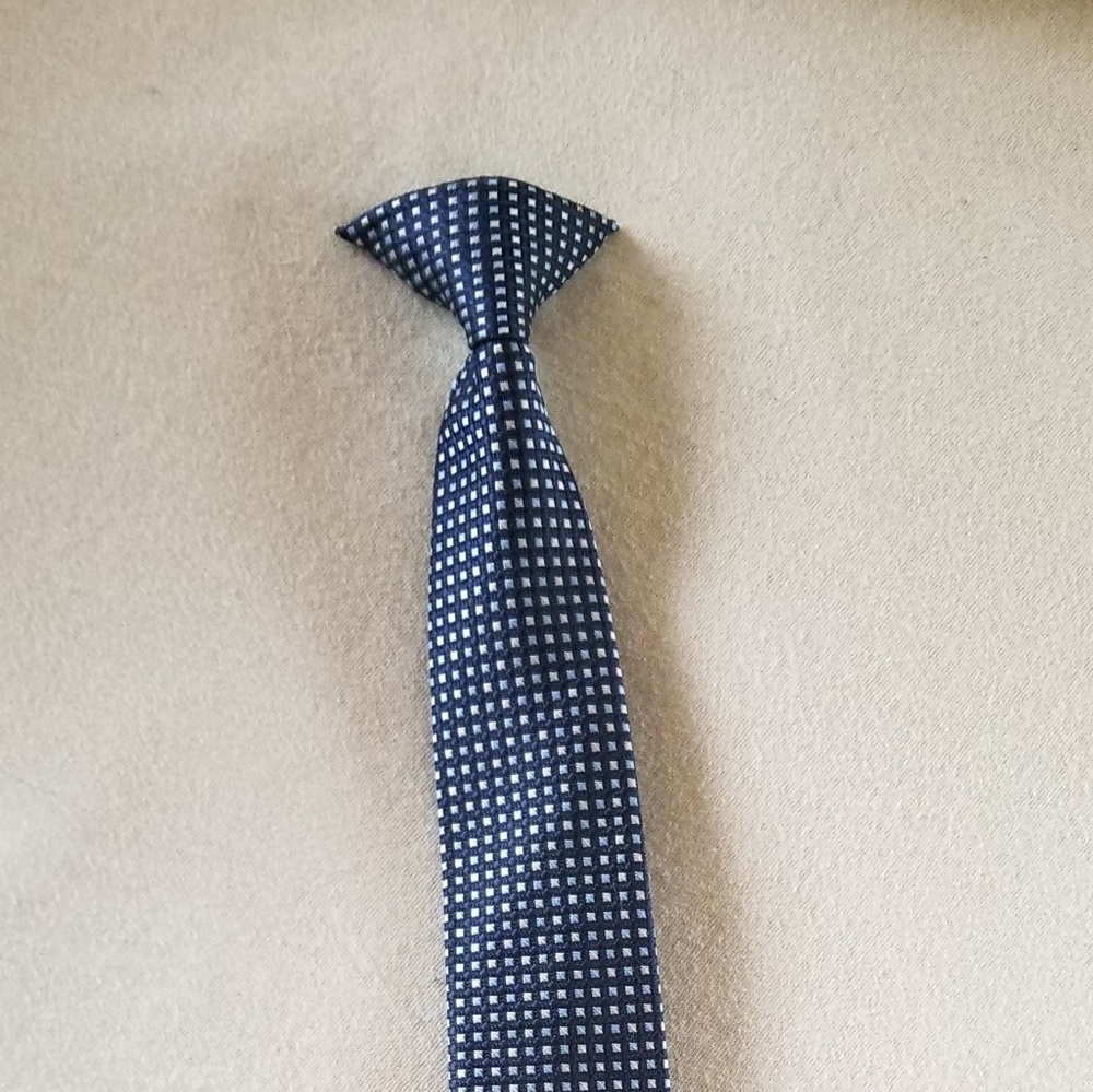 Boys 17 inch Clip-on Tie Blue/White